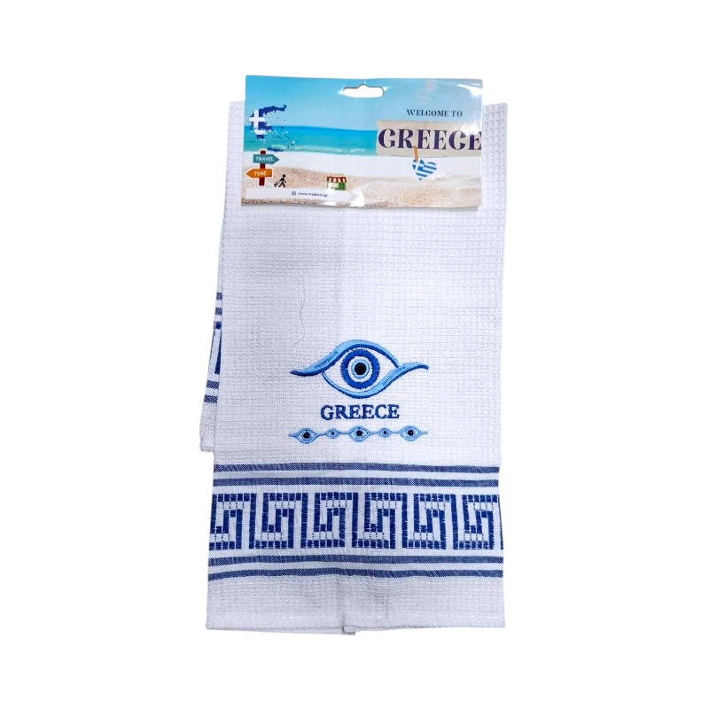 Πετσέτα ποτηρόπανο Souvenir με κέντημα - Σετ 12pcs - Greece - 416068