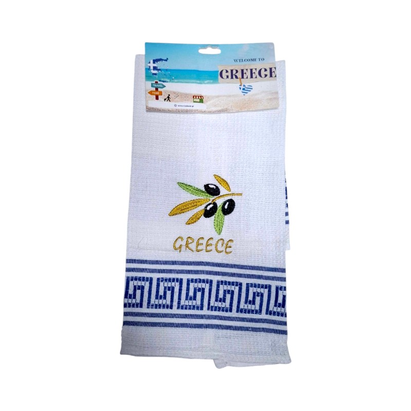 Πετσέτα ποτηρόπανο Souvenir με κέντημα - Σετ 12pcs - Greece - 416099