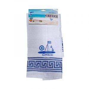 Πετσέτα ποτηρόπανο Souvenir με κέντημα - Σετ 12pcs - Greece - 416150