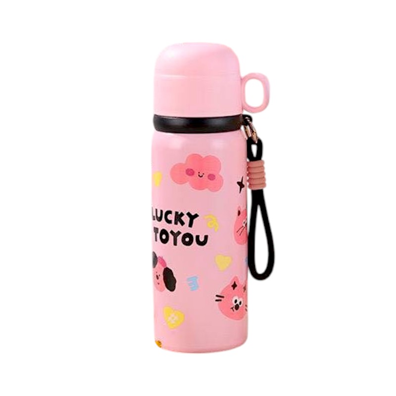 Παιδικό παγούρι-θερμός με κούπα - 500ml - 722368 - Pink