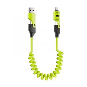 Καλώδιο φόρτισης & data σπιράλ - 4in1 - Fast Charge - X204 - 27-65W - 102048 - Green