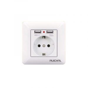 Πρίζα σούκο με 2 θύρες USB - Χωνευτή - 16A - 068509