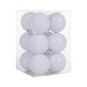 Σετ Χριστουγεννιάτικες μπάλες - 8cm - 12pcs - 326062 - White