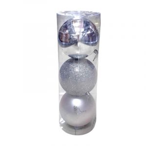 Σετ Χριστουγεννιάτικες μπάλες - 12cm - 3pcs - 326123 - Silver
