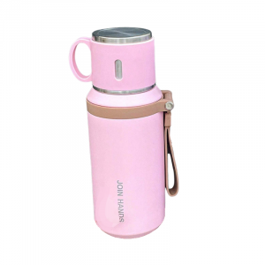 Φορητό παγούρι-θερμός με κούπα - 650ml - 954149 - Pink