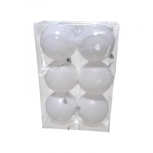 Σετ Χριστουγεννιάτικες μπάλες - 8cm - 6pcs - 326031 - White