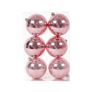 Σετ Χριστουγεννιάτικες μπάλες - 10cm - 6pcs - 326024 - Pink