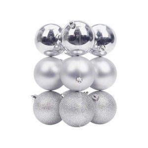 Σετ Χριστουγεννιάτικες μπάλες - 8cm - 12pcs - 326079 - Silver