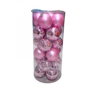 Σετ Χριστουγεννιάτικες μπάλες - 8cm - 24pcs - 326093 - Pink