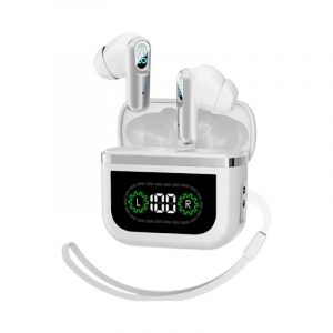Ασύρματα ακουστικά Bluetooth με ψηφιακή οθόνη & θήκη φόρτισης - J61 - 814031 - White