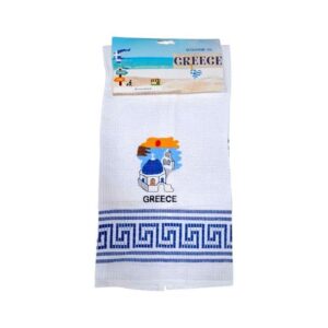 Πετσέτα ποτηρόπανο Souvenir με κέντημα - Σετ 12pcs - Greece - 416037
