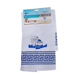 Πετσέτα ποτηρόπανο Souvenir με κέντημα - Σετ 12pcs - Greece - 416051